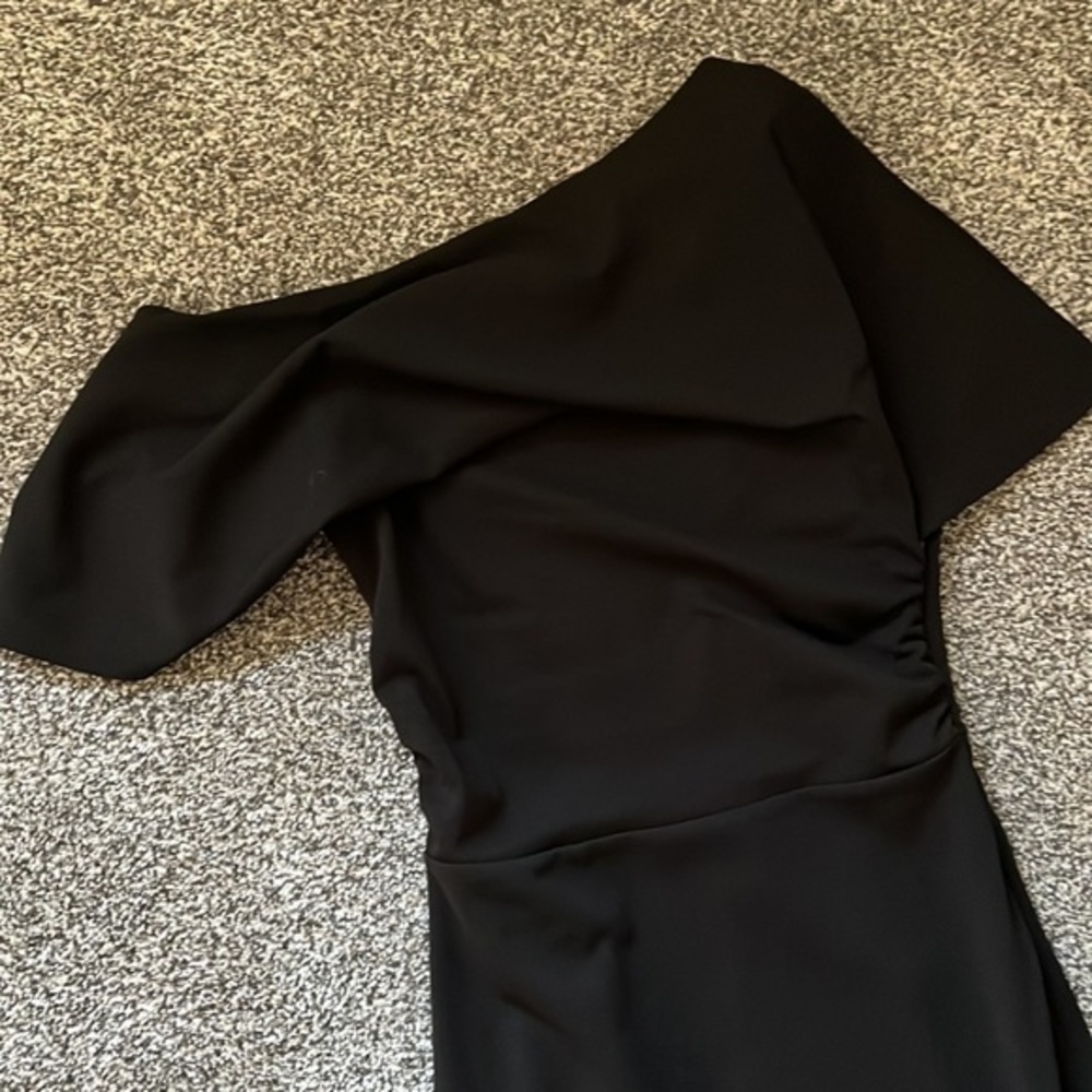 ASOS Black Midi One Shoulder Dress Size 2 - Picture 2 of 7